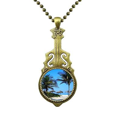 Imagem de DIYthinker Colar com imagem de céu azul com pingente de guitarra antiga