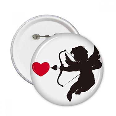 Imagem de Cupido Angel Love Coração Padrão Pinos Redondos Emblema Decoração Roupas 5 peças Presente