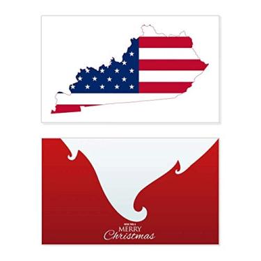 Imagem de Kentucky Mapa dos EUA Estrelas Listras Bandeira Formato Feriado Feliz Natal Cartão de Parabéns Mensagem de Natal