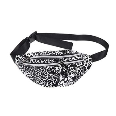 Imagem de Pochete para mulheres moda leopardo bolsa cintura animal bolsa de couro, Pochetes, Preto, 22 * 7 * 12cm