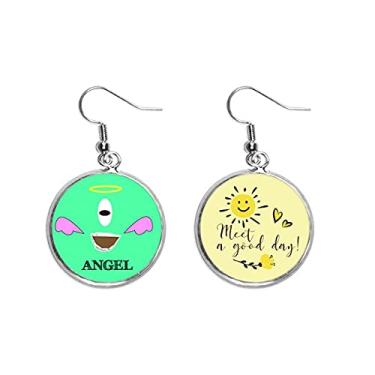 Imagem de Brinco verde criatura anjo emoção feliz orelha gota sol joia moda