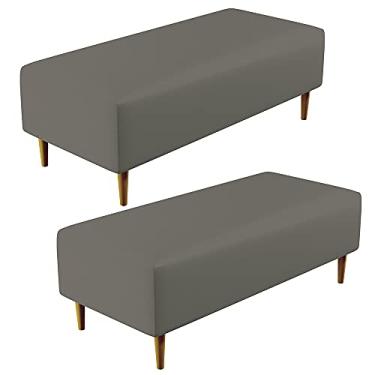 Imagem de Kit 02 Puffs Decorativos Sala de Estar Bali W01 Pés Palito 120x50 cm Corano Cinza - Lyam Decor