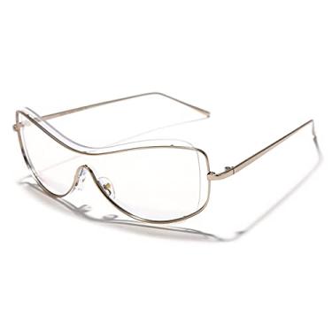 Imagem de Armações de metal sem aro Punk Mirror Óculos de sol fotocrômicos para mulheres e homens Óculos de proteção únicos de uma peça transparente