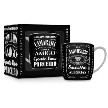 Imagem de Caneca Porcelana Jack Daniels Feliz Aniversário 360ml