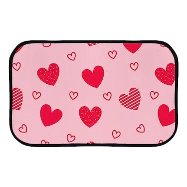 Imagem de DreamBay Tapetes de porta para entrada, corações vermelhos dia rosa anti fadiga tapete de pé interior ao ar livre capacho antiderrapante cozinha lavanderia tapete 36 x 24 polegadas