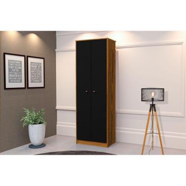 Imagem de Armário Organizador Multiuso 2 Portas Office Escritório Preto com Freijó - Rede Móveis