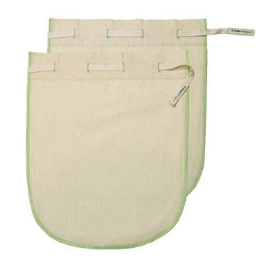 Imagem de Sacos de treinamento de malha fina de musselina de algodão orgânico reutilizável da Simple Ecology Worlds (filtro de leite de nogueira, frio, filtro de café, infusor de chá de folha solta, filtro de polpa de suco de alimento), Natural Cotton, Nutmilk Set (Large 2 Pack), 1