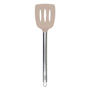 Imagem de Tovolo Espátula ranhurada, resistente ao calor, silicone e aço inoxidável, cabo de metal, utensílio de cozinha flexível para cozinhar panelas e panelas antiaderentes, panquecas de ovo, cinza ardósia