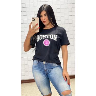 Imagem de Camiseta T-Shirt (Blusinha) Feminina 1Oo% Algodão - Boston - Spmmegast