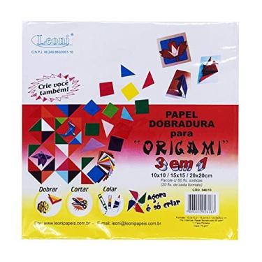Imagem de Papel Dobradura Para Origami 3 Em 1 Leoni