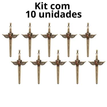 Imagem de Kit Pingente Espada Quaresma de São Miguel 7,8 cm - 10 unidades