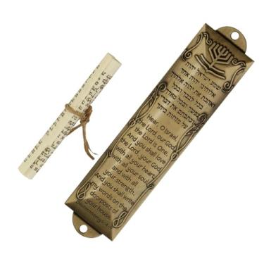 Imagem de kowaku Mezuzah para porta mezuzah caso com rolagem 13cm decoração mezuza capa metal mezuza placa para interior ao ar livre porta de entrada casa, a