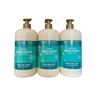 Imagem de Kit 2 Shampoo 1 Condicionador Cachos Crespos Limpeza Suave 1 Kg - Bioe