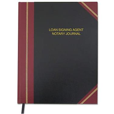Imagem de BookFactory Diário do n do agente de assinatura de empréstimo/diário de registro de atos notariais oficiais - 100 páginas, capa preta e borgonha, capa dura, fita preta 21,5 cm x 28 cm