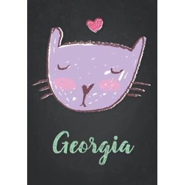 Imagem de Georgia: Carnet de notes A5 | Prénom personnalisé Georgia | Cadeau d'anniversaire pour fille, femme, maman, copine, sœur | Dessin de chat mignon | 120 pages lignée, Petit Format A5 (14.8 x 21 cm)