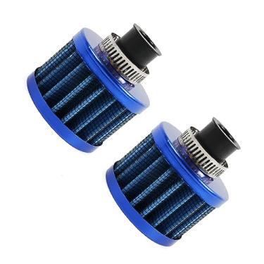 Imagem de MUGE RACING 2 peças filtro de ar ar frio filtro de admissão de ar respiro 12 mm tampa da válvula filtro de respiração para carro e motocicleta (azul)