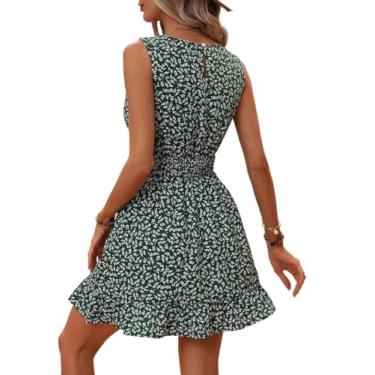 Imagem de Camisa Feminina Ditsy Floral Print A-line Dress (Color : Dark Green, Size : CH)