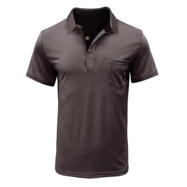 Imagem de Camiseta masculina gola tartaruga para outono verão manga curta básica camiseta masculina 2024, P-996 Café, 3G