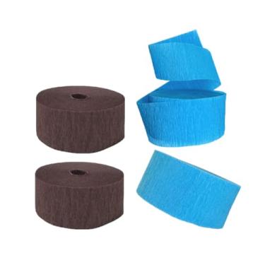 Imagem de Rolos de festa de crepe edição especial para transpiração de papel, Darkwood Brown + Turquoise, 4 Rolls
