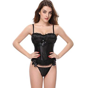 Imagem de KSDFIUHAG Camisolas para mulher lingerie erótica sexy bone corset, Preto, 4G
