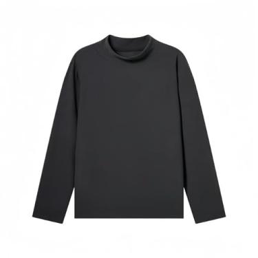 Imagem de Qingyee Camiseta de tecido de veludo 280gsm DE, casual, gola redonda, quente, grossa, manga comprida, pulôver, Cinza escuro, 3G