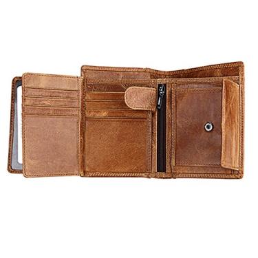Imagem de Carteira masculina de couro, porta-cartão de crédito, bolso para moedas, carteira com proteção RFID, A, tamanho �nico