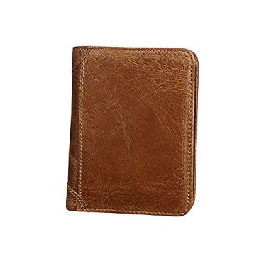 Imagem de Carteira masculina de couro, porta-cartão de crédito, bolso para moedas, carteira com proteção RFID, A, Standard size