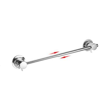Imagem de JiePai Barra de toalha extensível com ventosa de 43 a 71 cm, suporte de toalha de banho para porta de chuveiro com adesivo para porta de chuveiro (ventosa cromada)