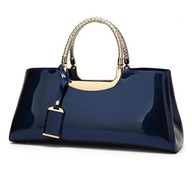 Imagem de Bolsa feminina de couro com alça de ombro estruturada de patente da Jessie, Dark Blue, One Size