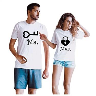 Imagem de Ideias de presente para casais namorados amor casal camisetas para namorado uma namorada camisetas masculinas grandes Graphic Novels, Branco (feminino), M