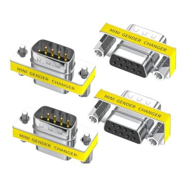 Imagem de WQAPVHBG DB9 9 pinos Serial RS232/485 Trocador de gênero para USB para RS232 Adaptador de porta serial de transferência de dados fêmea para macho 4 peças