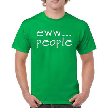 Imagem de Camiseta masculina Eww... People Funny Anti-Social Humor Humans Suck Introvert Anti Social Club Sarcastic Geek, Verde, XXG