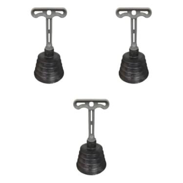 Imagem de Kit 3 Desentupidor Manual De Pia Sanfonado Esgonômico Alta Sucção Desentope Ralo Cozinha Banheiro Cuba Tanque Durável Redondo Preto Com Cabo