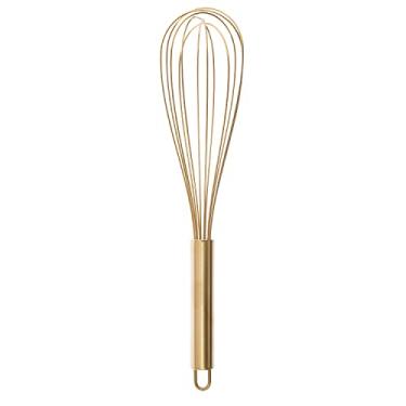 Imagem de Batedor de aço inoxidável resistente-ferramenta de batedor de cozinha de metal dourado para cozinhar e assar-chicote de arame de 11,75"/489