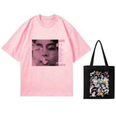 Imagem de Camiseta V Solo FRI(END) P + lona, camisetas soltas unissex com suporte de mercadoria estampadas camisetas de algodão, Rosa, XXG