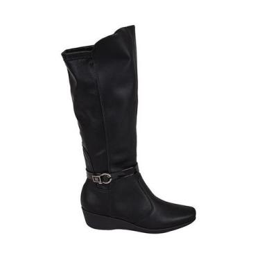 Imagem de Bota Cano Longo Anabela Conforto Piccadilly Preto