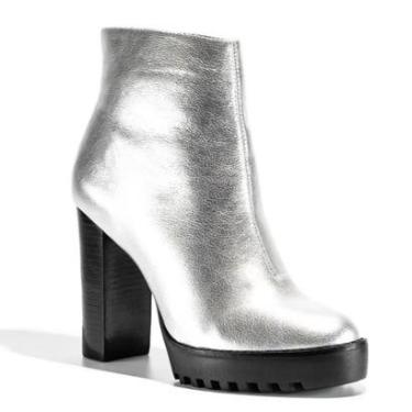 Imagem de Bota Feminina Ankle Boot Couro Metalizado Cano Curto Casual-Feminino