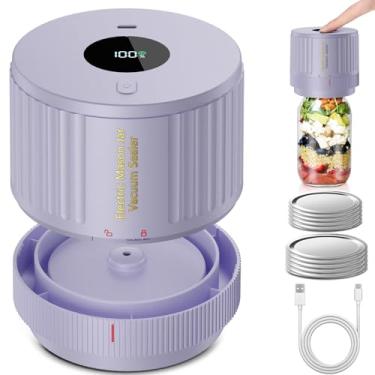 Imagem de LOVE MOMENT Kit de selador a vácuo elétrico Mason Jar para boca larga e boca regular - roxo