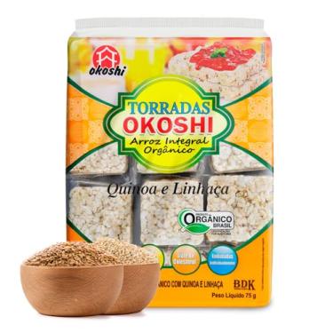 Imagem de OKOSHI - Torrada de Arroz Integral Orgânico Quinoa e Linhaça - Bolacha de arroz, Snacks Fit de Baixa Caloria - Vegano, Sem Açúcar, Baixo Sódio, Sem Glúten, Sem Lactose, Sem Gordura Trans, Kosher - 75g