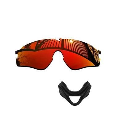 Imagem de MYCOURAG Lente de reposição polarizada com proteção UV e almofada de nariz para óculos de sol Oakley Si Ballistic M Frame Alpha OO9296 – Vermelho fogo espelhado revestido polarizado