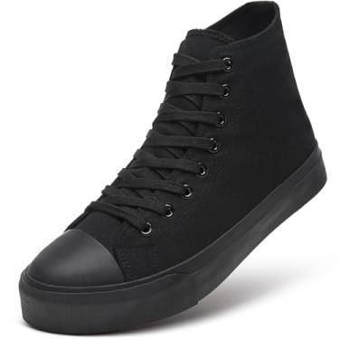 Imagem de ZGR Tênis masculino de lona de cano alto com cadarço clássico casual, Ful Black, 45