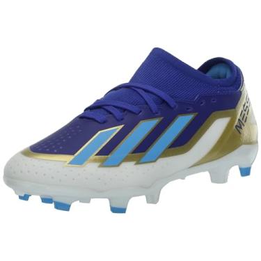 Imagem de adidas Tênis unissex para adultos X Crazyfast League Firm Ground, Azul lúcido/explosão azul/branco, 14 Women/13 Men