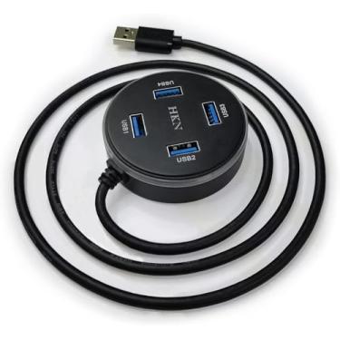 Imagem de HKN Hub USB 3.0 de mesa com cabo longo para computador USB3.0 com cabo longo divisor USB3 com cabo de 90 cm de linha fino e portátil USB 3 Hub com 4 portas para laptop, mesa, estação, PC/flash drive/HDD/U Disk