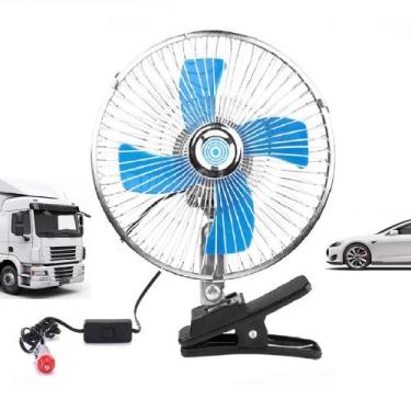 Imagem de Ventilador Automotivo 12V Para Caminhão Carro Van Ajustável com Garras