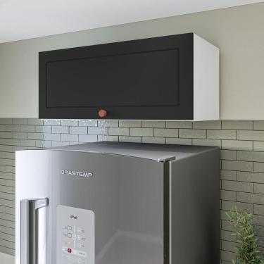 Imagem de Armário Aéreo 1 Porta Basculante Pérola Yescasa Branco / Preto