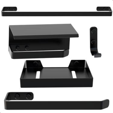 Imagem de Kit de Acessórios Para Banheiro Preto Fosco 5 Peças U.MAX - Unidas