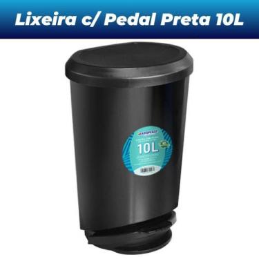 Imagem de Kit 6 Lixeira Cesto 10L c/ Tampa e Pedal Plástico Escritório Banheiro 