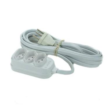 Imagem de Extensão 5m Nbr 2p+t 3 Tomadas Branca - FIOLUX