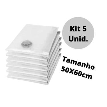 Imagem de Kit com 5 Sacos De Viagem P/ Guardar Roupas À Vácuo 50X60Cm - LIP