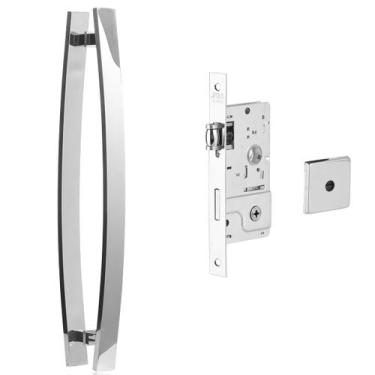 Imagem de Puxador Porta Barra curvo 80cm + fechadura tetra 800 Po - Concept Home